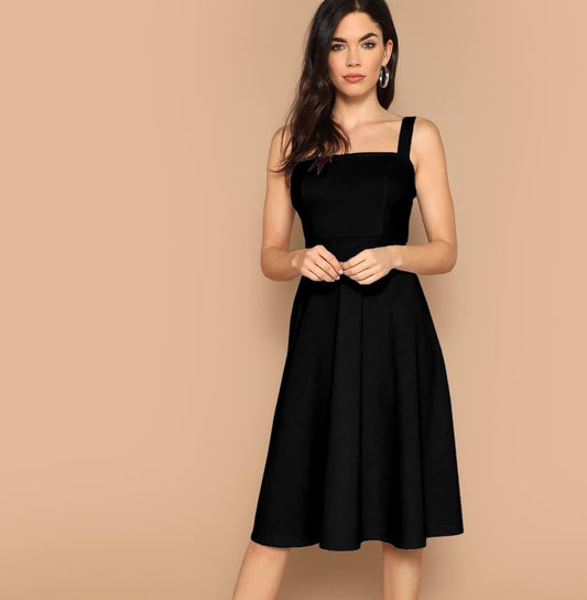AAHWAN Women's Black Solid Side Slit Bodycon Short Dress